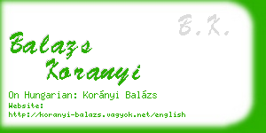 balazs koranyi business card